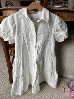 Brochu Walker White Tiered Button-Front Mini Dress